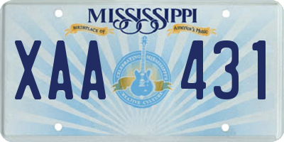 MS license plate XAA431