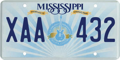 MS license plate XAA432
