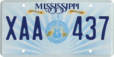 MS license plate XAA437