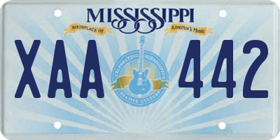 MS license plate XAA442