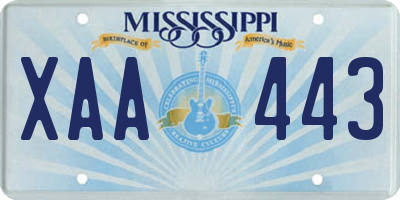 MS license plate XAA443