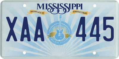 MS license plate XAA445