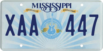 MS license plate XAA447