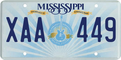 MS license plate XAA449