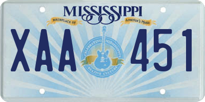 MS license plate XAA451
