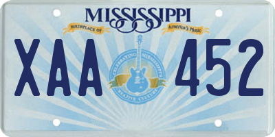 MS license plate XAA452