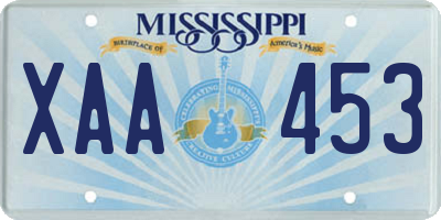 MS license plate XAA453