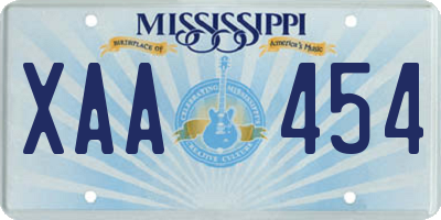 MS license plate XAA454