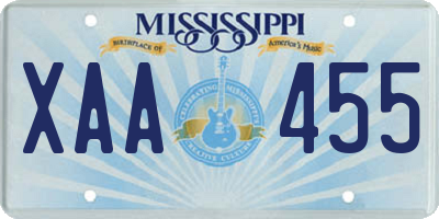 MS license plate XAA455