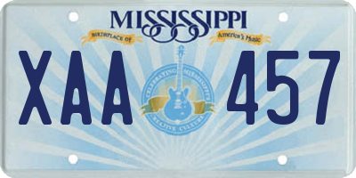 MS license plate XAA457