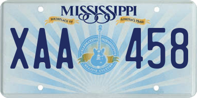 MS license plate XAA458