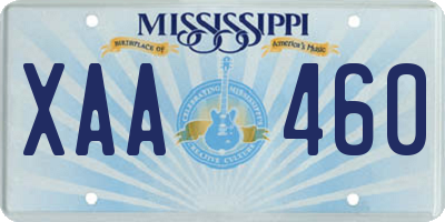 MS license plate XAA460