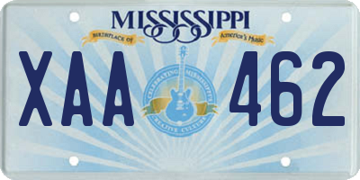 MS license plate XAA462