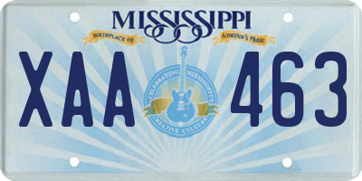 MS license plate XAA463