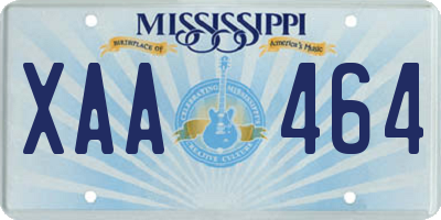 MS license plate XAA464