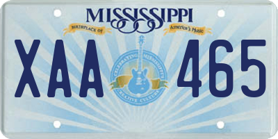MS license plate XAA465