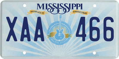 MS license plate XAA466