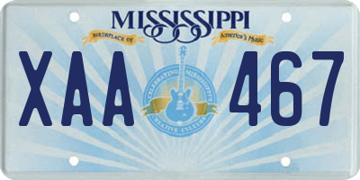 MS license plate XAA467
