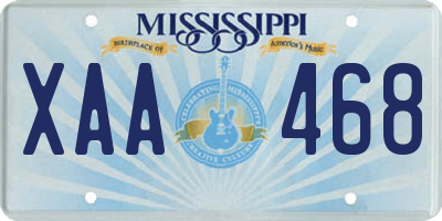 MS license plate XAA468