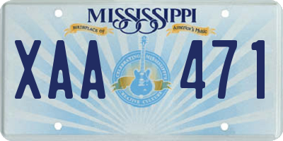 MS license plate XAA471