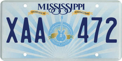 MS license plate XAA472