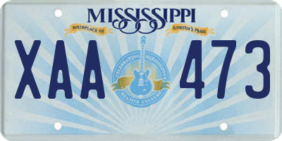 MS license plate XAA473