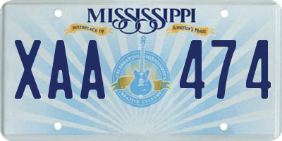 MS license plate XAA474