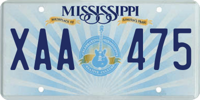 MS license plate XAA475
