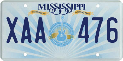 MS license plate XAA476