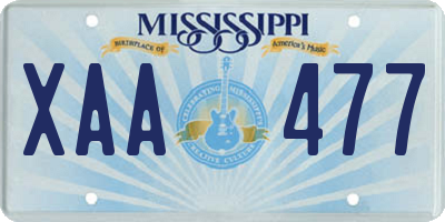 MS license plate XAA477