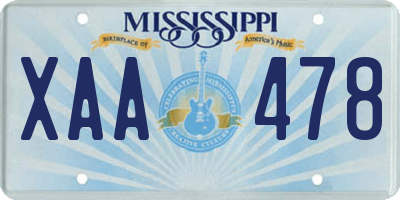 MS license plate XAA478