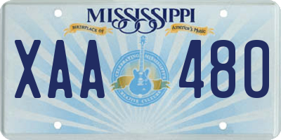 MS license plate XAA480