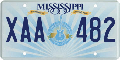 MS license plate XAA482