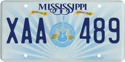 MS license plate XAA489