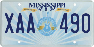 MS license plate XAA490