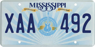 MS license plate XAA492