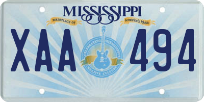 MS license plate XAA494