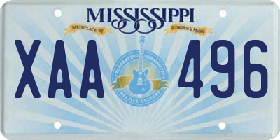 MS license plate XAA496