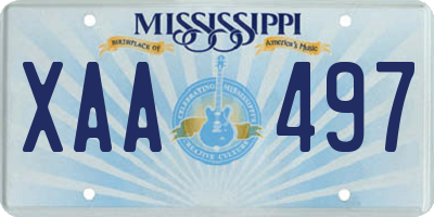 MS license plate XAA497