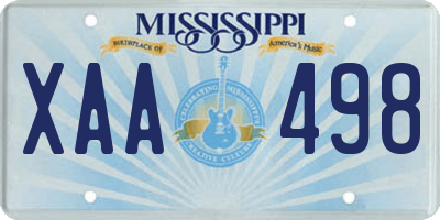 MS license plate XAA498