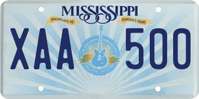 MS license plate XAA500