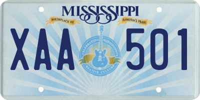 MS license plate XAA501