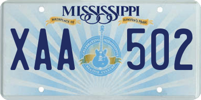 MS license plate XAA502
