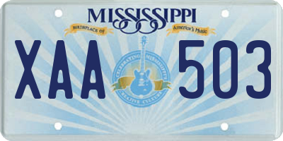 MS license plate XAA503