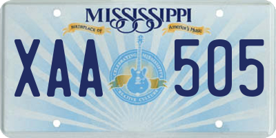 MS license plate XAA505