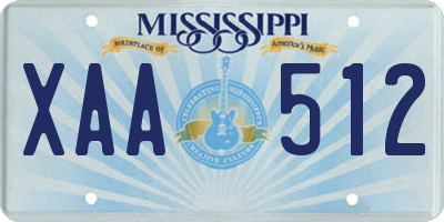 MS license plate XAA512