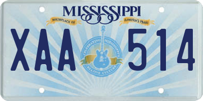 MS license plate XAA514