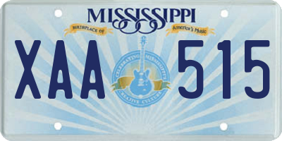 MS license plate XAA515