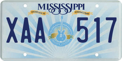MS license plate XAA517