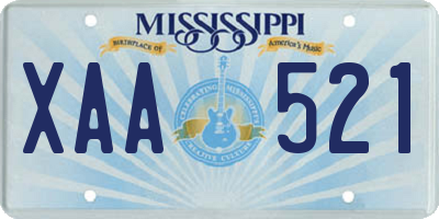 MS license plate XAA521
